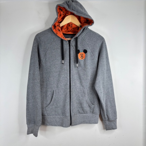 Disneyland Mickey Mouse Pumpkin Halloween Hoodie Adult M Embroidered 2020 Zip Up - Picture 2 of 12